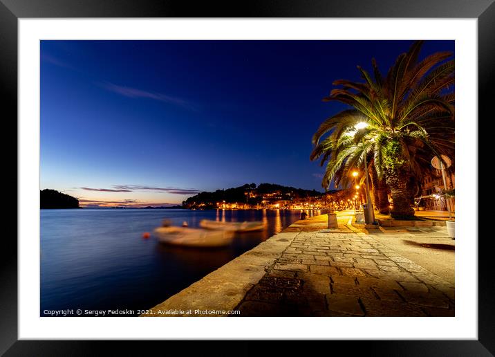 Embankment of Cavtat town at dusk, Dubronick Rivie Framed Mounted Print by Sergey Fedoskin