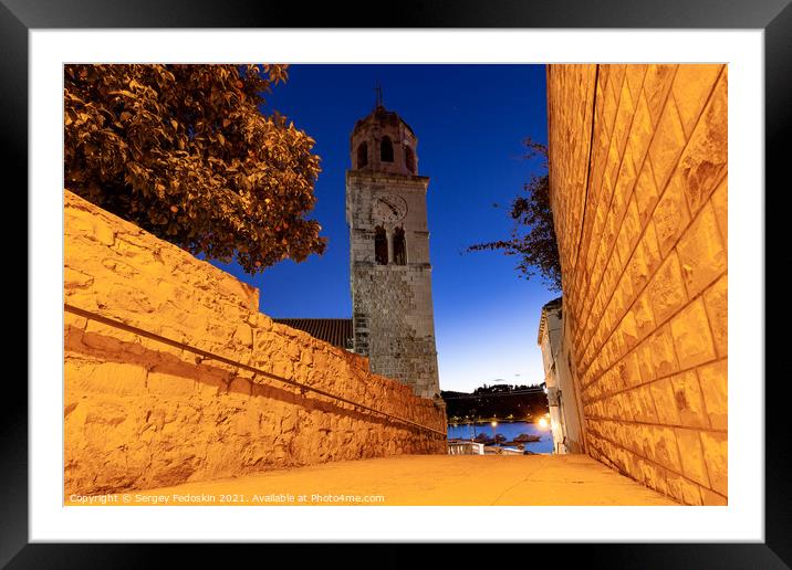 Church of St. Nikola in Cavtat town at dusk, Dubronick Riviera, Croatia. Framed Mounted Print by Sergey Fedoskin