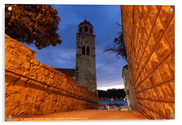 The parish church of St. Nicholas, Cavtat, Dubrovnik-Neretva County, Croatia Acrylic by Sergey Fedoskin