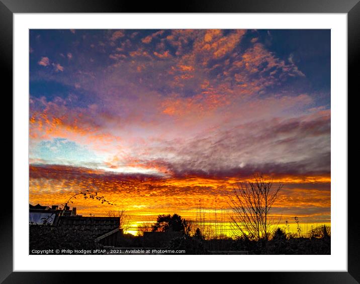 Village Sunset Framed Mounted Print by Philip Hodges aFIAP ,