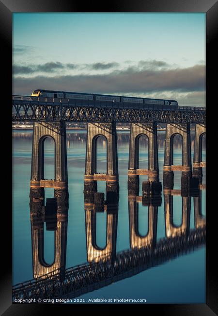 Train Crossing the Tay Rail Bridge in Dundee Framed Print by Craig Doogan