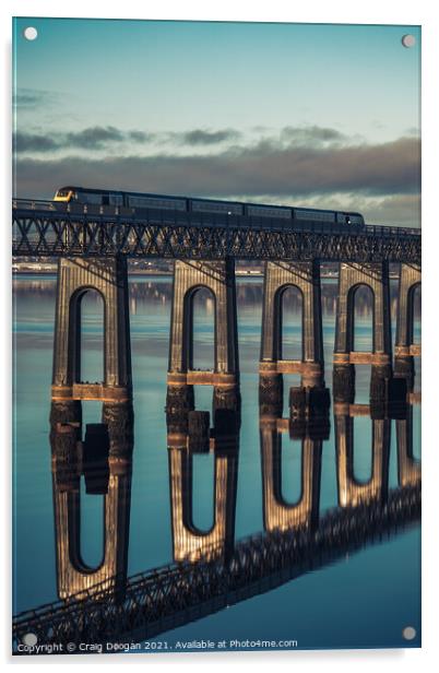 Train Crossing the Tay Rail Bridge in Dundee Acrylic by Craig Doogan