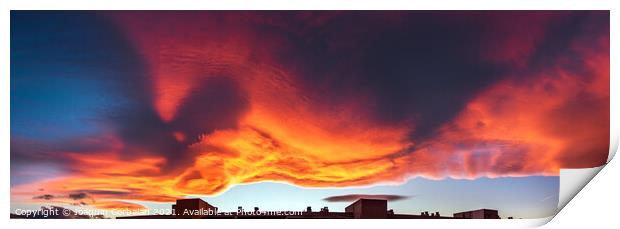 A large cloud with curious wavy shapes and warm reddish colors d Print by Joaquin Corbalan