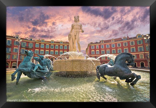 City of Nice Place Massena square and Fountain du Soleil view Framed Print by Dalibor Brlek