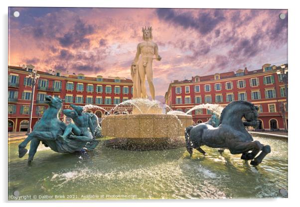 City of Nice Place Massena square and Fountain du Soleil view Acrylic by Dalibor Brlek