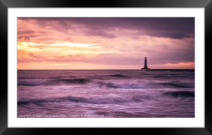 A Moody Sunrise at Roker Lighthouse Framed Mounted Print by Gary Clarricoates