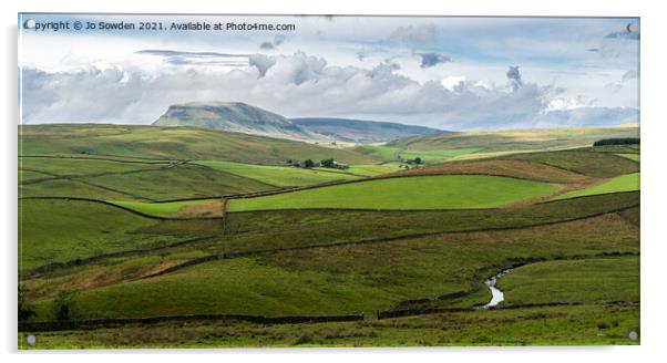 Pen-y-Ghent taken from above Stainforth Acrylic by Jo Sowden