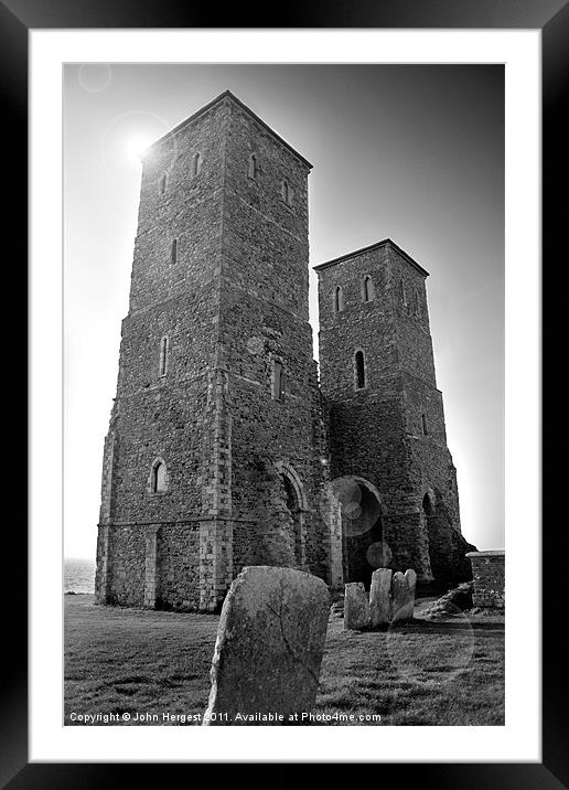Reculver Towers Framed Mounted Print by John Hergest
