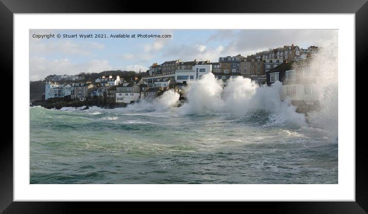 Big Waves at St Ives Framed Mounted Print by Stuart Wyatt