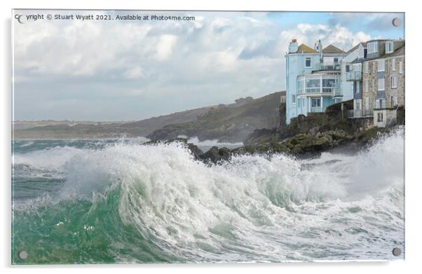 Big Waves at St Ives Acrylic by Stuart Wyatt