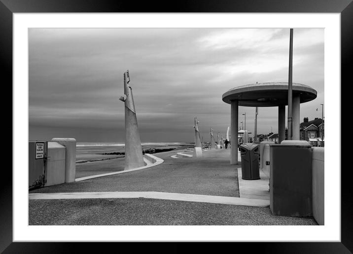 Cleveleys Sea front - Mono Framed Mounted Print by Glen Allen