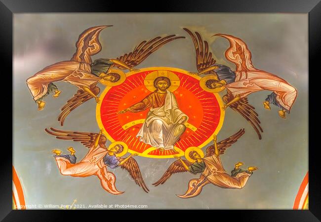 Christ Angels Ceiling St Photios Greek Orthodox Shrine Saint Aug Framed Print by William Perry