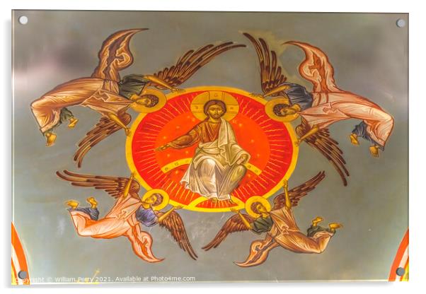 Christ Angels Ceiling St Photios Greek Orthodox Shrine Saint Aug Acrylic by William Perry