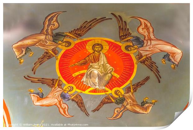 Christ Angels Ceiling St Photios Greek Orthodox Shrine Saint Aug Print by William Perry