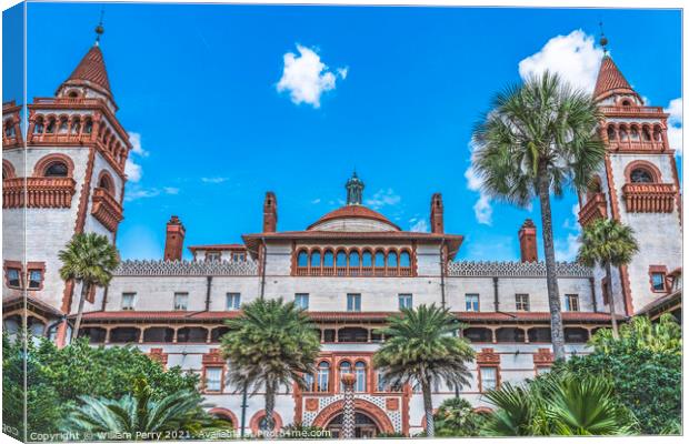Red White Courtyard Flagler College St Augustine Florida  Canvas Print by William Perry