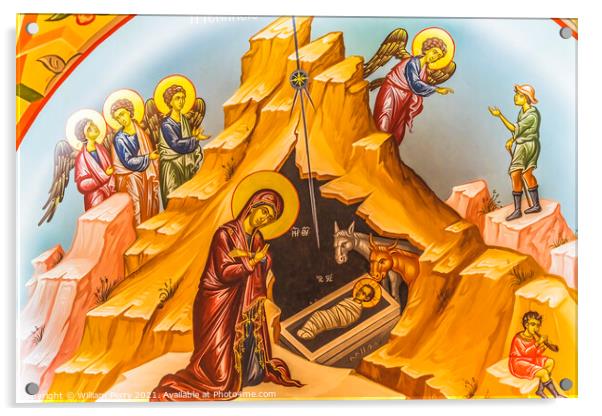 Nativity Scene St Photios Greek Orthodox Shrine Saint Augustine  Acrylic by William Perry