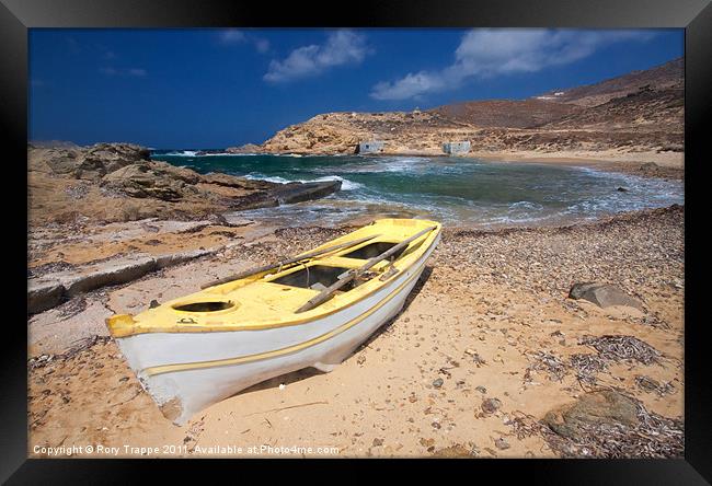 Ftelia bay rowing boat Framed Print by Rory Trappe