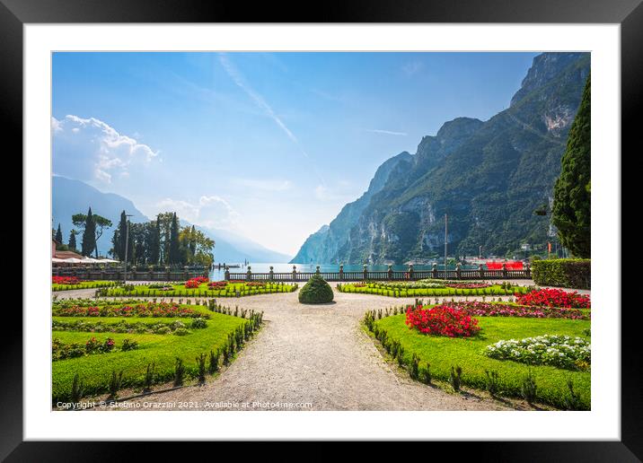Gardens on the lake. Riva del Garda, Italy Framed Mounted Print by Stefano Orazzini