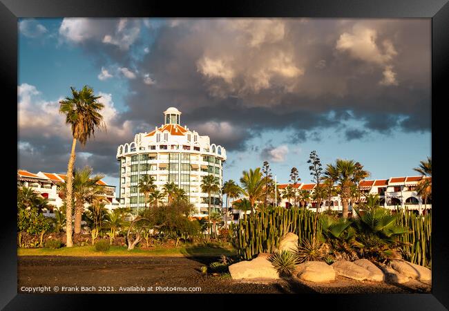 Hotel resort in concrete in Playa los Americas on Tenerife, Spai Framed Print by Frank Bach