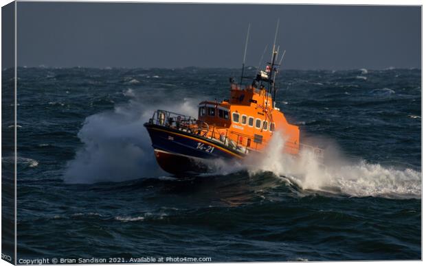 Fraserburgh Lifeboat at Sea Canvas Print by Brian Sandison