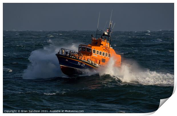 Fraserburgh Lifeboat at Sea Print by Brian Sandison
