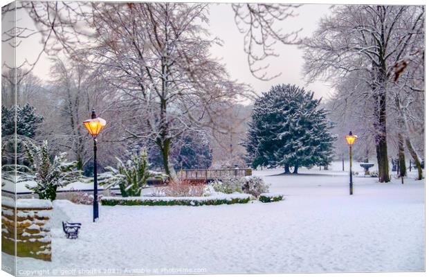 The Pavilion Gardens in the snow Canvas Print by geoff shoults