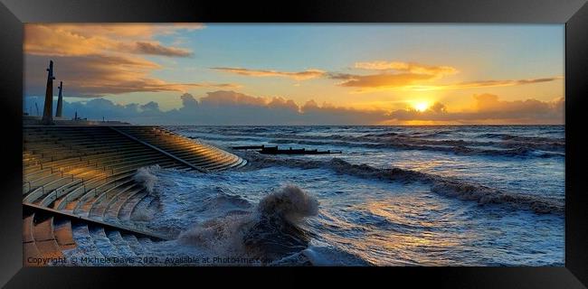 Cleveleys Beach, High Tide Sunset Framed Print by Michele Davis
