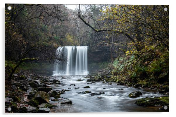Four falls trail Brecon Beacons Acrylic by Tim Latham