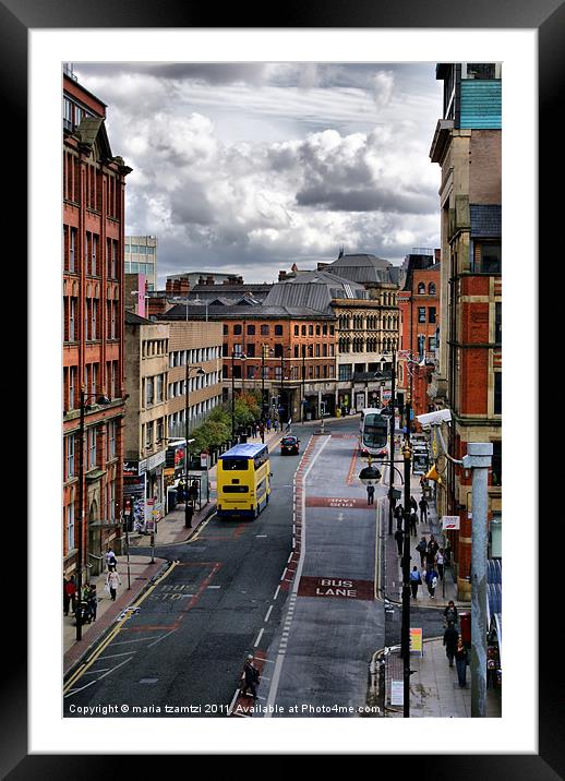Manchester city center Framed Mounted Print by Maria Tzamtzi Photography