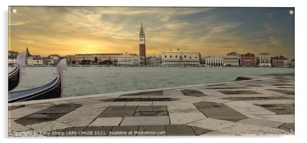 ST MARKS SQUARE VENICE FROM THE CHURCH of SAN GIORGIO MAGGIORE Acrylic by Tony Sharp LRPS CPAGB