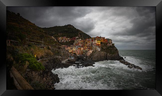 Amazing Village of Manarola in Cinque Terre at the Italian coast Framed Print by Erik Lattwein