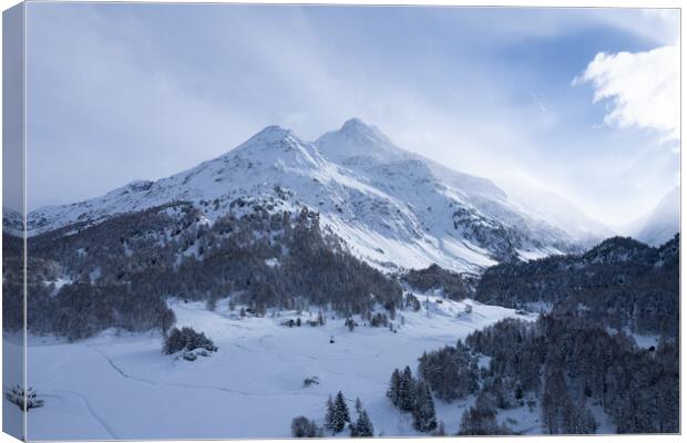 Wonderful winter landscape in the mountains - Swiss alps Canvas Print by Erik Lattwein