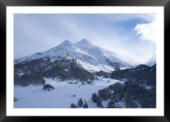 Wonderful winter landscape in the mountains - Swiss alps Framed Mounted Print by Erik Lattwein
