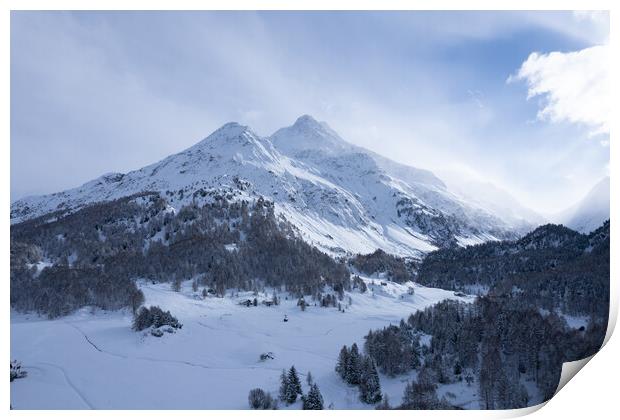 Wonderful winter landscape in the mountains - Swiss alps Print by Erik Lattwein