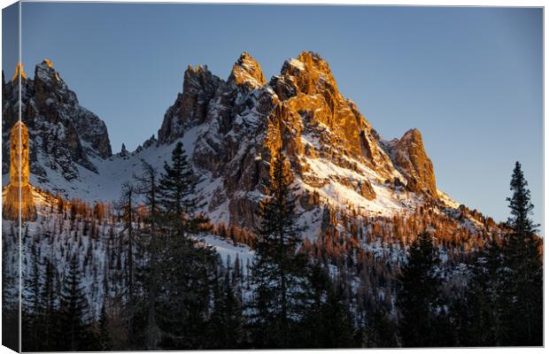 Beautiful sunset over the Dolomites in Italy - the Italian Alps  Canvas Print by Erik Lattwein