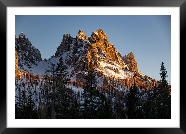 Beautiful sunset over the Dolomites in Italy - the Italian Alps  Framed Mounted Print by Erik Lattwein