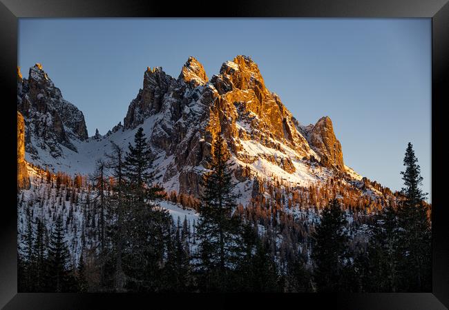 Beautiful sunset over the Dolomites in Italy - the Italian Alps  Framed Print by Erik Lattwein