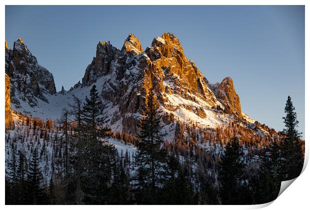 Beautiful sunset over the Dolomites in Italy - the Italian Alps  Print by Erik Lattwein