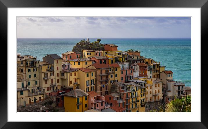 Amazing Village of Manarola in Cinque Terre at the Italian coast Framed Mounted Print by Erik Lattwein