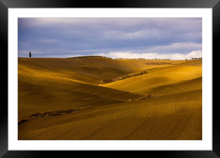 Wonderful Tuscan fields in autumn - beautiful Tuscany Italy Framed Mounted Print by Erik Lattwein
