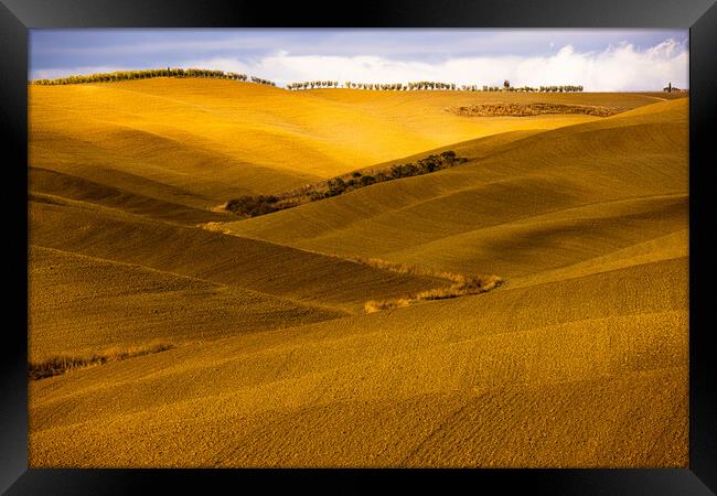 Typical rural fields and landscape in Tuscany Italy Framed Print by Erik Lattwein