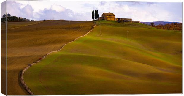 Typical rural fields and landscape in Tuscany Italy Canvas Print by Erik Lattwein