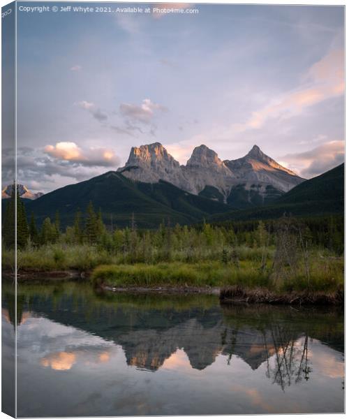 Three Sisters mountain in Kananaskis Country Canvas Print by Jeff Whyte