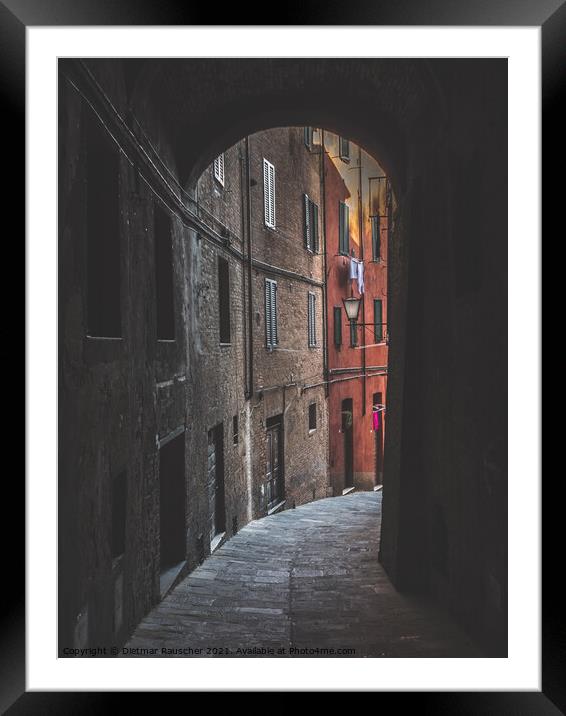 Old Alley in Siena, Via del Luparello Framed Mounted Print by Dietmar Rauscher