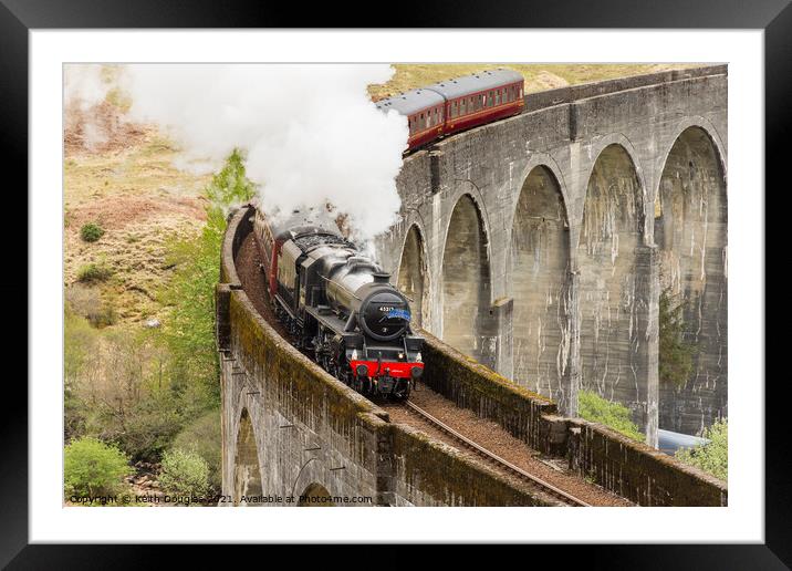The Jacobite Crosses the Glenfinnan Viaduct Framed Mounted Print by Keith Douglas
