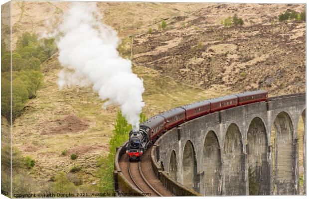 The Jacobite Steam Train on the Glenfinnan Viaduct Canvas Print by Keith Douglas