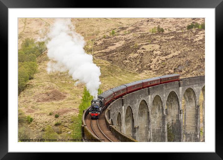 The Jacobite Steam Train on the Glenfinnan Viaduct Framed Mounted Print by Keith Douglas