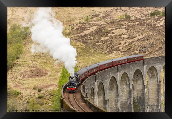 The Jacobite Steam Train on the Glenfinnan Viaduct Framed Print by Keith Douglas