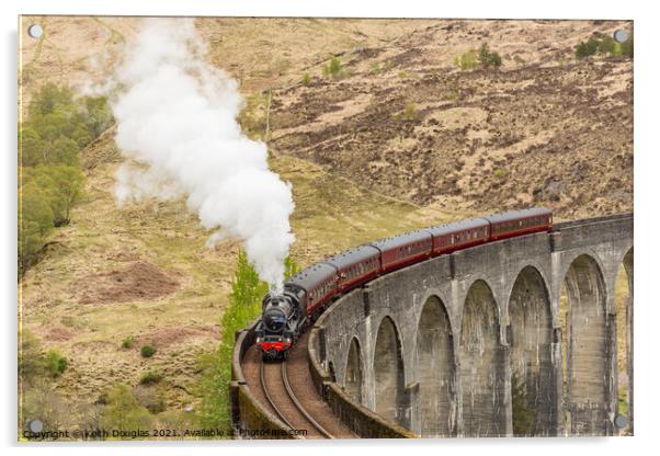 The Jacobite Steam Train on the Glenfinnan Viaduct Acrylic by Keith Douglas