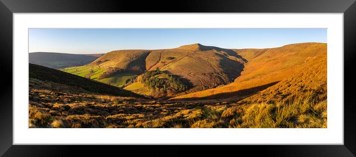 Grindsbrook Clough in autumn sunshine, Peak Distri Framed Mounted Print by Andrew Kearton